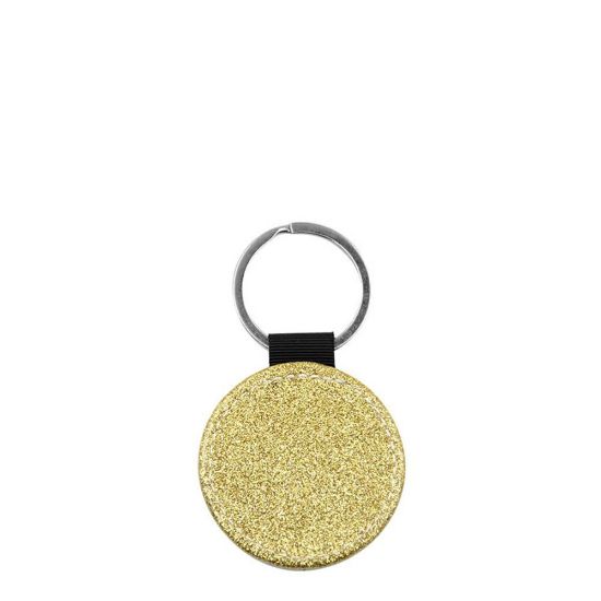 Picture of KEY-RING - Leather (GLITTER) ROUND golden