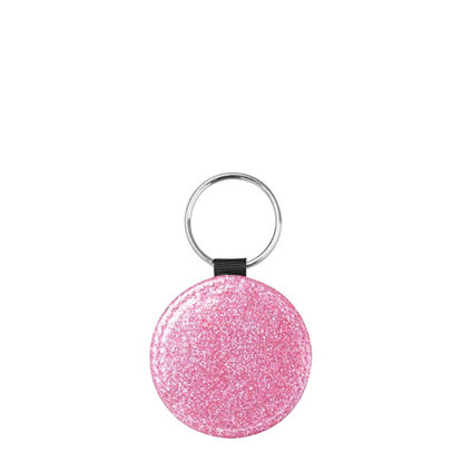 Picture of KEY-RING - Leather (GLITTER) ROUND pink
