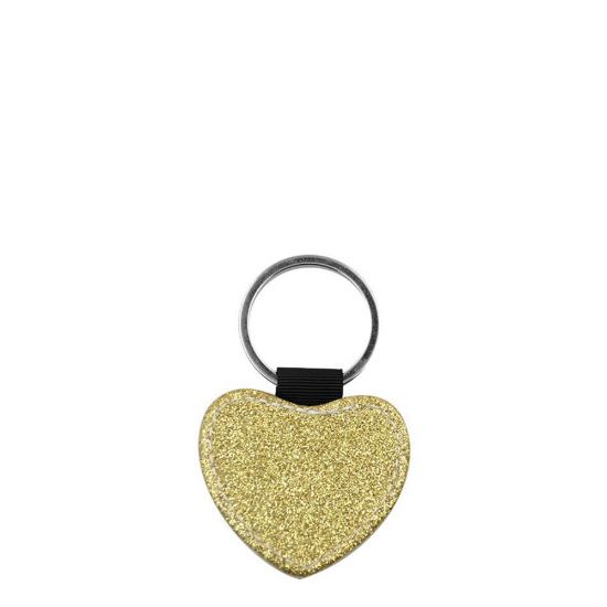 Picture of KEY-RING - Leather (GLITTER) HEART golden