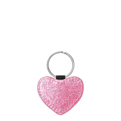 Picture of KEY-RING - Leather (GLITTER) HEART pink