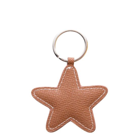 Picture of KEY-RING - PU LEATHER (Star) BROWN