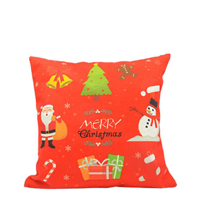 Picture of XMAS - PILLOW - COVER (LINEN) RED/green tree