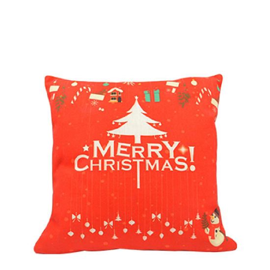 Picture of XMAS - PILLOW - COVER (LINEN) RED/white tree