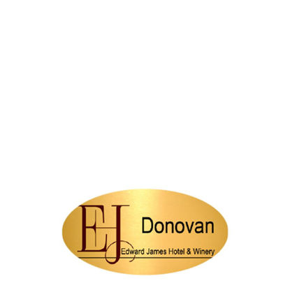 Picture of NAME BADGE (Alum.) GOLD GLOSS- 3.81x7.62 Oval