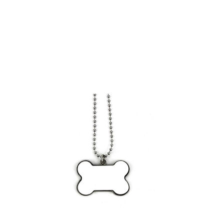 Picture of Pet Tag (DOG BONE White gloss) - Zinc Alloy with Chain 75cm