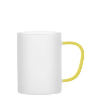 Picture of Glass Mug 12oz (Frosted) YELLOW handle
