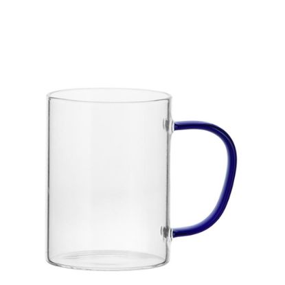 Εικόνα της Glass Mug 12oz (Clear) BLUE Dark handle