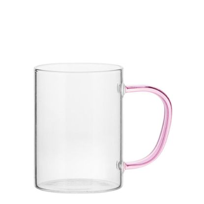 Εικόνα της Glass Mug 12oz (Clear) PINK handle
