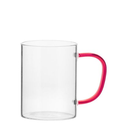 Εικόνα της Glass Mug 12oz (Clear) RED handle