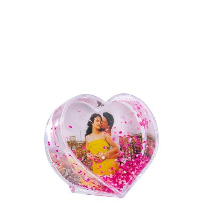 Picture of Acrylic Photo Block (Heart-7x6.3cm) CLEAR with Red Snow