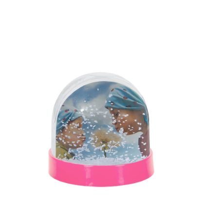 Εικόνα της Acrylic Photo Block Globe/Pink (Alu. Insert 7x6.3cm) with White Snow