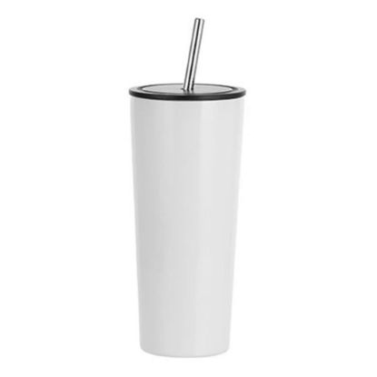 Picture of Tumbler 22oz - WHITE with Black Cup & Straw