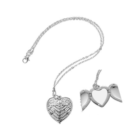 Picture of NECKLACE SILVER Heart Angel Wings - 3x3cm