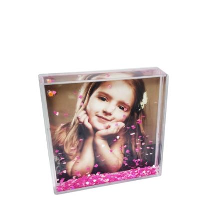 Picture of Acrylic Photo Block (Square-10x10cm) CLEAR with Pink Snow