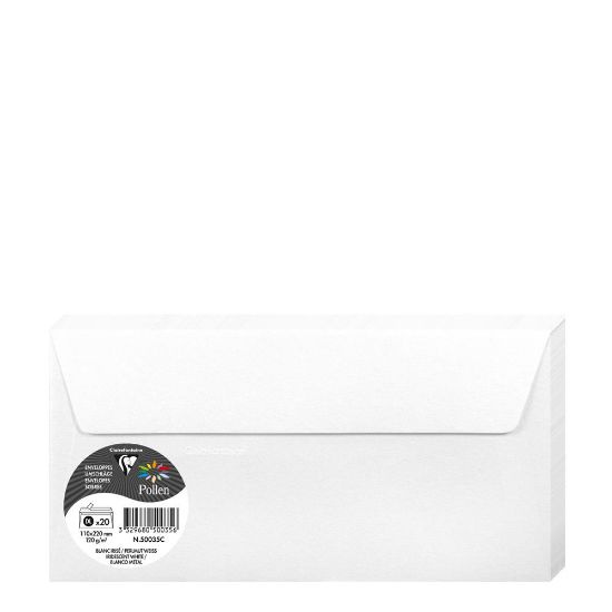 Picture of Pollen Envelopes 110x220mm (120gr) WHITE metallic