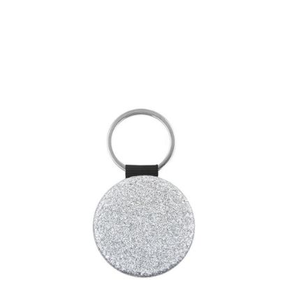Picture of KEY-RING - Leather (GLITTER) ROUND silver