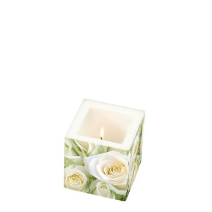 Picture of CANDLE 8X8X8-WHITE ROSES-98746