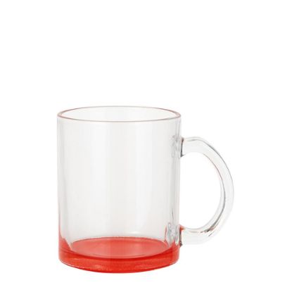 Εικόνα της MUG GLASS -11oz (CLEAR) RED bottom