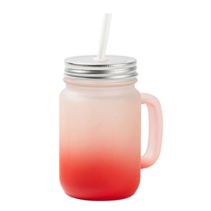 Picture of Mason Jar 400ml (Round FROSTED) RED Gradient