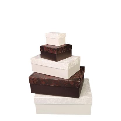 Picture of BOXES ROSES/BROWN  (5)-113564C