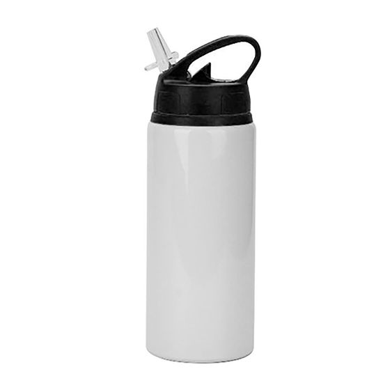 Picture of Water Bottle WHITE (Aluminum) 600ml with Black Lid