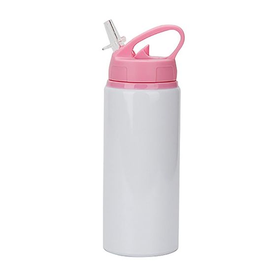 Picture of Water Bottle WHITE (Aluminum) 600ml with Pink Lid