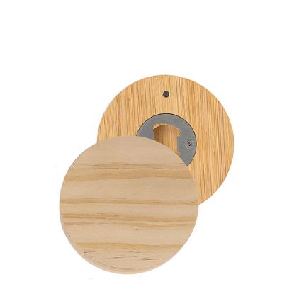 Εικόνα της Bottle Opener/Magnet (diam.8x1.5 cm).Natural Wood