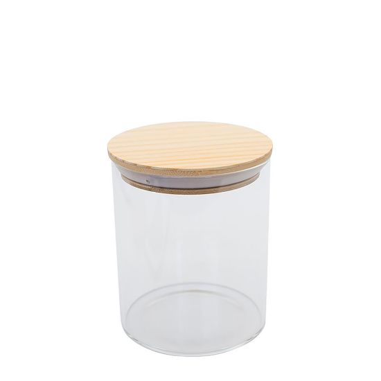 Εικόνα της Glass Jar 950ml (diam.10xH.15 cm) with wooden Lid